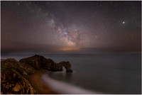 Durdle Door Jupiter and the Milky Way
