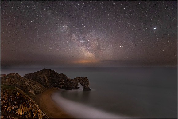 Durdle Door Jupiter and the Milky Way
